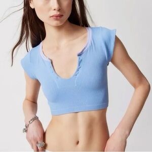 Urban Outfitters Out from Under Go for Gold Blue & Pink Crop Top (Size XS/S)